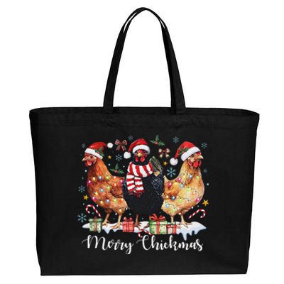 Merry Chickmas Christmas Chicken Coquette Chicken Mom Lover Cotton Canvas Jumbo Tote