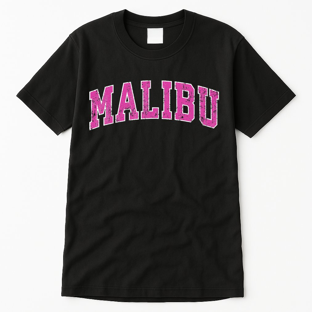 Malibu California Ca Vintage Sports Design Pink Design Tall T-Shirt