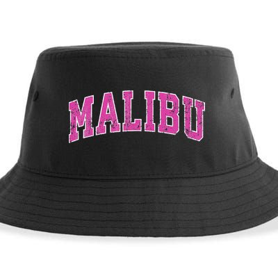 Malibu California Ca Vintage Sports Design Pink Design Sustainable Bucket Hat