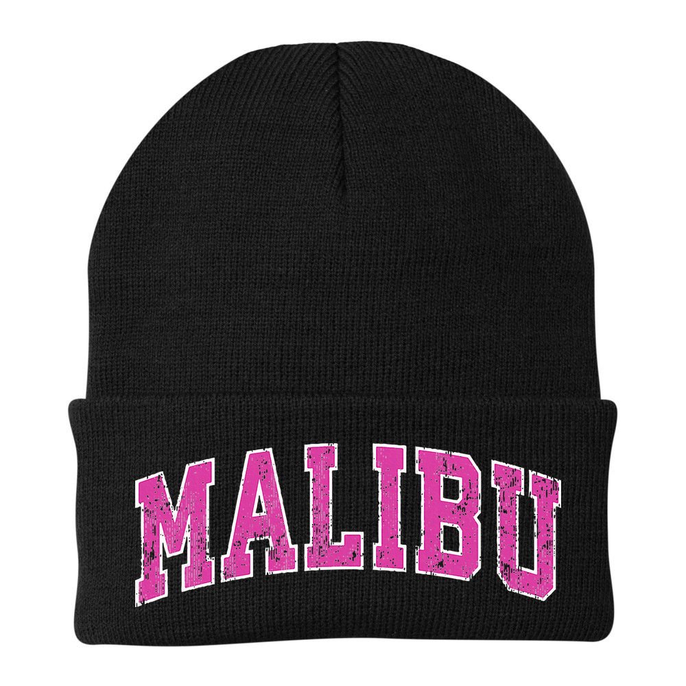 Malibu California Ca Vintage Sports Design Pink Design Beanie