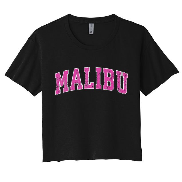 Malibu California Ca Vintage Sports Design Pink Design Crop Top