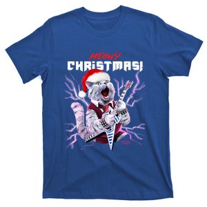 Meowy Cat Christmas Ugly Sweater Heavy Guitar Album Cover Gift T-Shirt