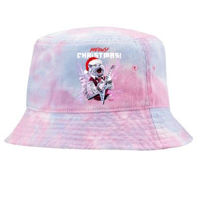 Meowy Cat Christmas Ugly Sweater Heavy Guitar Album Cover Gift Tie-Dyed Bucket Hat