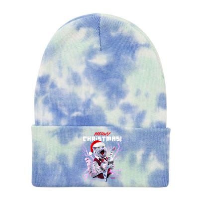 Meowy Cat Christmas Ugly Sweater Heavy Guitar Album Cover Gift Tie Dye 12in Knit Beanie