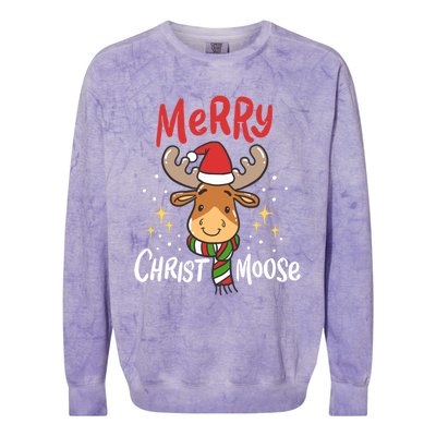 Merry Christmas Christmoose Moose Reindeer Antler Funny Gift Meaningful Gift Colorblast Crewneck Sweatshirt