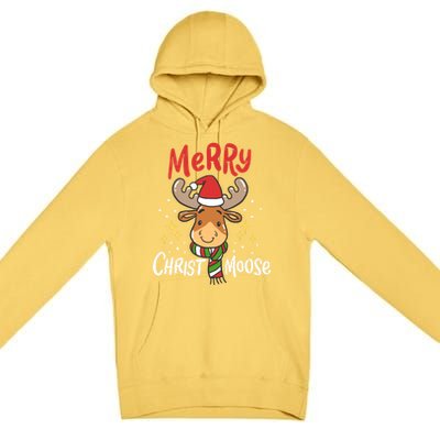 Merry Christmas Christmoose Moose Reindeer Antler Funny Gift Meaningful Gift Premium Pullover Hoodie