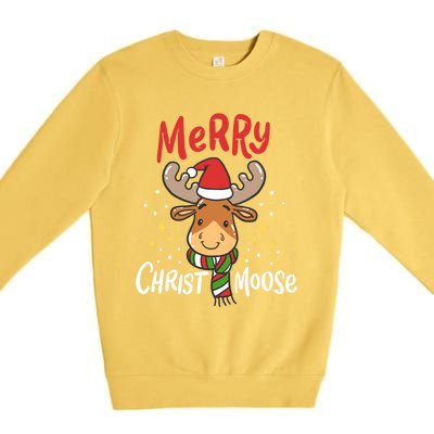 Merry Christmas Christmoose Moose Reindeer Antler Funny Gift Meaningful Gift Premium Crewneck Sweatshirt