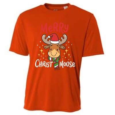 Merry Christmas Christmoose Moose Reindeer Antler Funny Gift Meaningful Gift Cooling Performance Crew T-Shirt