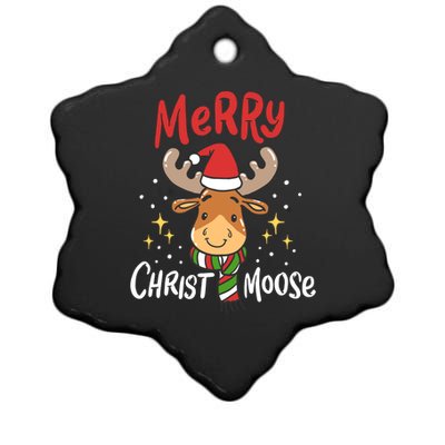 Merry Christmas Christmoose Moose Reindeer Antler Funny Gift Meaningful Gift Ceramic Star Ornament