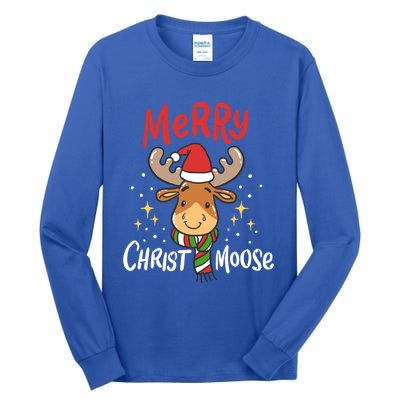 Merry Christmas Christmoose Moose Reindeer Antler Funny Gift Meaningful Gift Tall Long Sleeve T-Shirt