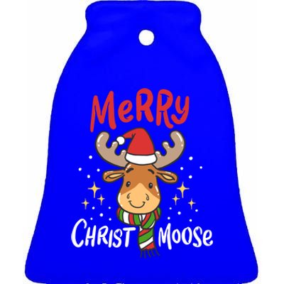 Merry Christmas Christmoose Moose Reindeer Antler Funny Gift Meaningful Gift Ceramic Bell Ornament