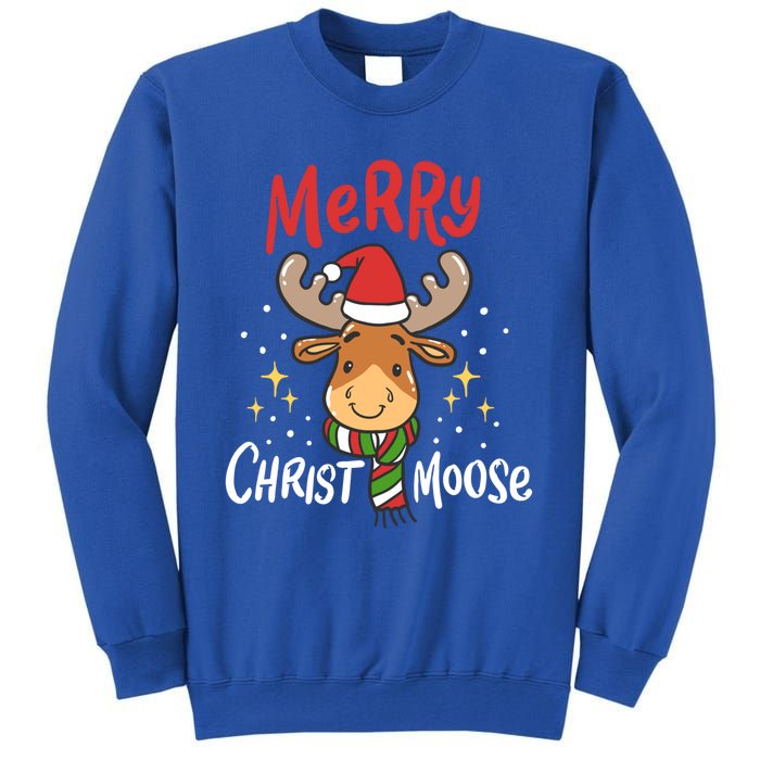 Merry Christmas Christmoose Moose Reindeer Antler Funny Gift Meaningful Gift Tall Sweatshirt