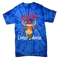 Merry Christmas Christmoose Moose Reindeer Antler Funny Gift Meaningful Gift Tie-Dye T-Shirt