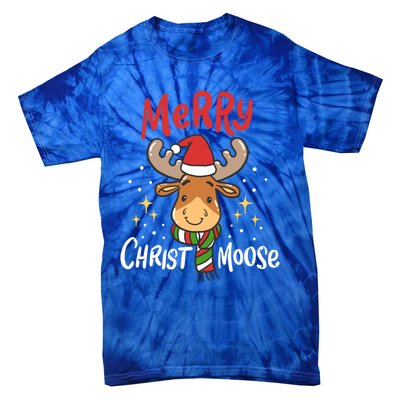 Merry Christmas Christmoose Moose Reindeer Antler Funny Gift Meaningful Gift Tie-Dye T-Shirt