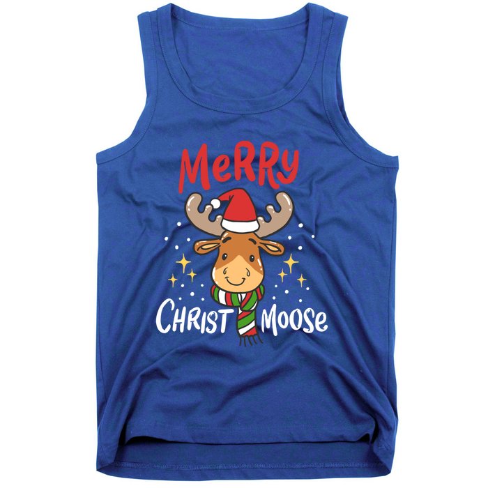 Merry Christmas Christmoose Moose Reindeer Antler Funny Gift Meaningful Gift Tank Top