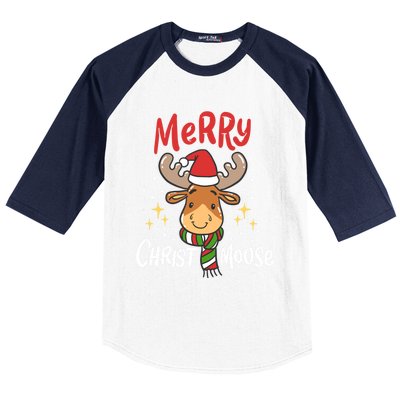 Merry Christmas Christmoose Moose Reindeer Antler Funny Gift Meaningful Gift Baseball Sleeve Shirt