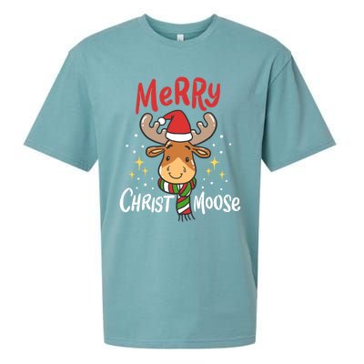 Merry Christmas Christmoose Moose Reindeer Antler Funny Gift Meaningful Gift Sueded Cloud Jersey T-Shirt