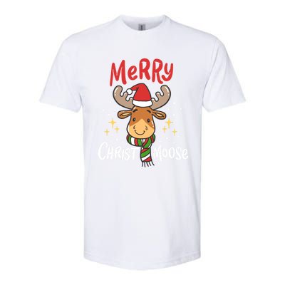 Merry Christmas Christmoose Moose Reindeer Antler Funny Gift Meaningful Gift Softstyle CVC T-Shirt