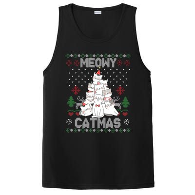 Meowy Catmas Cute Cats Christmas Tree Ugly Sweater For Lover Gift PosiCharge Competitor Tank