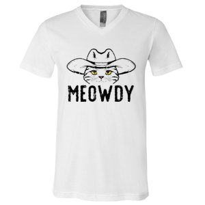 Meowdy Cat Cowboy Funny Meme Country Texas V-Neck T-Shirt