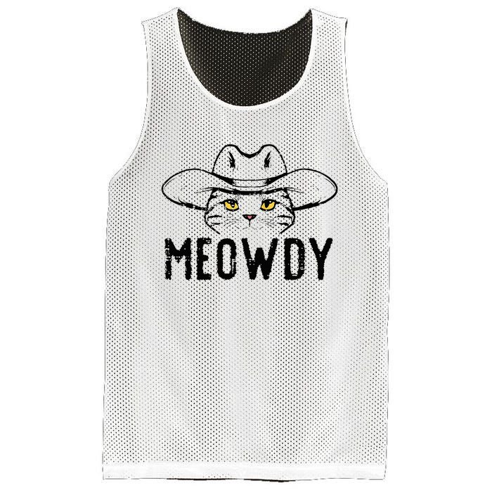 Meowdy Cat Cowboy Funny Meme Country Texas Mesh Reversible Basketball Jersey Tank