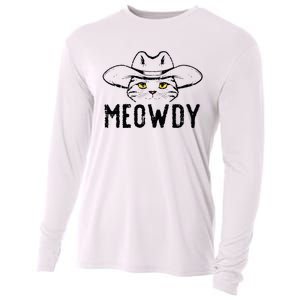 Meowdy Cat Cowboy Funny Meme Country Texas Cooling Performance Long Sleeve Crew