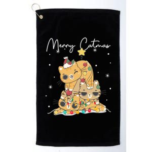 Merry Catmas Cat Christmas Tree Cats Dad Mom Meowy Xmas Gift Platinum Collection Golf Towel