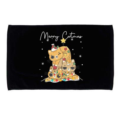 Merry Catmas Cat Christmas Tree Cats Dad Mom Meowy Xmas Gift Microfiber Hand Towel