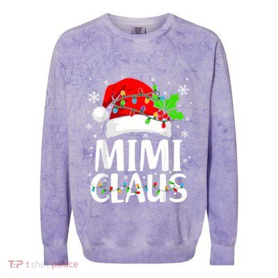 Mimi Claus Christmas Lights Pajama Family Matching Colorblast Crewneck Sweatshirt