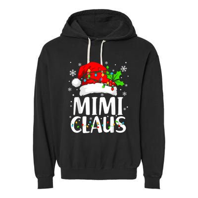 Mimi Claus Christmas Lights Pajama Family Matching Garment-Dyed Fleece Hoodie