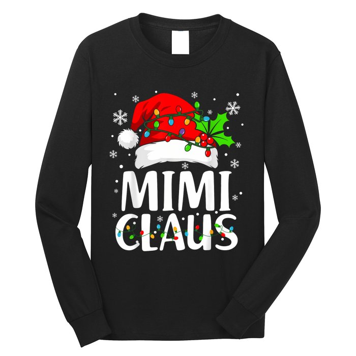 Mimi Claus Christmas Lights Pajama Family Matching Long Sleeve Shirt