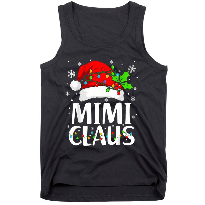 Mimi Claus Christmas Lights Pajama Family Matching Tank Top