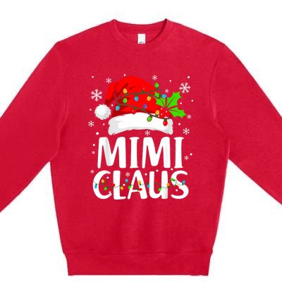 Mimi Claus Christmas Lights Pajama Family Matching Premium Crewneck Sweatshirt