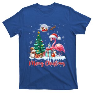 Merry Christmas Cute Flamingo Santa Hat Flamingo Lovers Xmas Swea T-Shirt