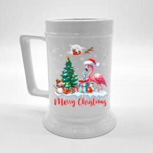 Merry Christmas Cute Flamingo Santa Hat Flamingo Lovers Xmas Swea Beer Stein