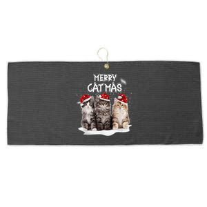 Merry Catmas Christmas Tree Santa Kitten Xmas Cute Cat Mom Large Microfiber Waffle Golf Towel