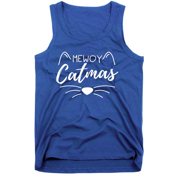 Meowy Catmas Cat Lover Christmas Outfit Funny Pajama Cute Gift Tank Top