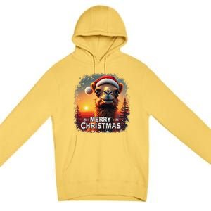 Merry Christmas Camel Ride Lovers Desert Camel Head Premium Pullover Hoodie