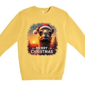 Merry Christmas Camel Ride Lovers Desert Camel Head Premium Crewneck Sweatshirt