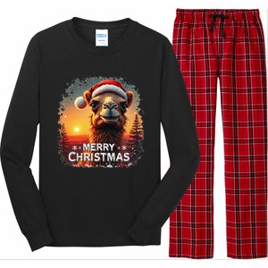 Merry Christmas Camel Ride Lovers Desert Camel Head Long Sleeve Pajama Set