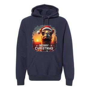 Merry Christmas Camel Ride Lovers Desert Camel Head Premium Hoodie