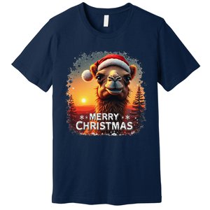 Merry Christmas Camel Ride Lovers Desert Camel Head Premium T-Shirt