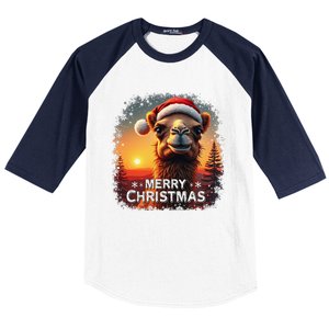 Merry Christmas Camel Ride Lovers Desert Camel Head Baseball Sleeve Shirt