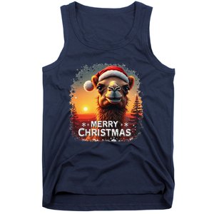 Merry Christmas Camel Ride Lovers Desert Camel Head Tank Top