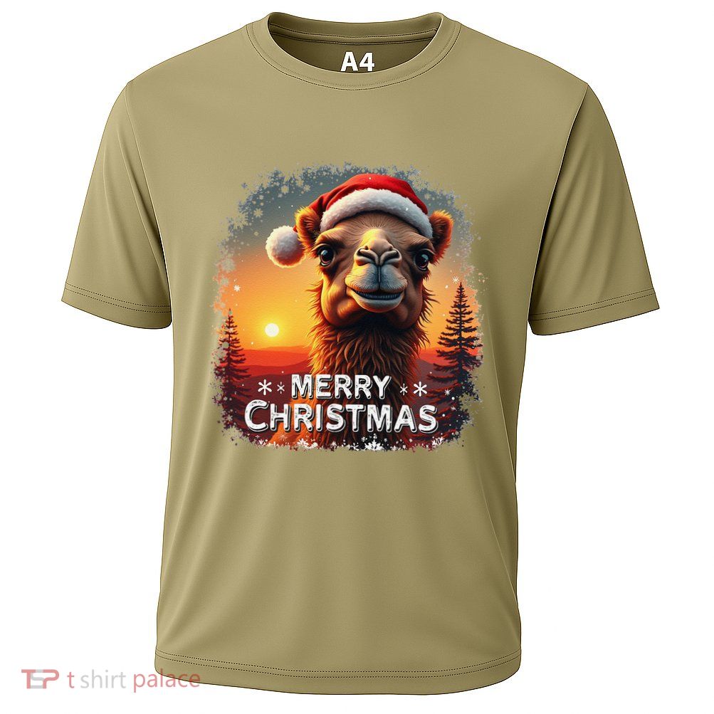 Merry Christmas Camel Ride Lovers Desert Camel Head Cooling Performance Crew T-Shirt