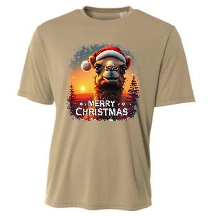 Merry Christmas Camel Ride Lovers Desert Camel Head Cooling Performance Crew T-Shirt