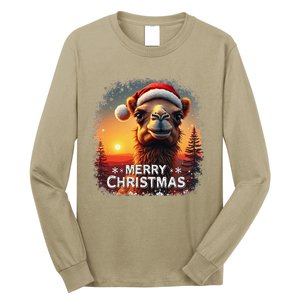 Merry Christmas Camel Ride Lovers Desert Camel Head Long Sleeve Shirt