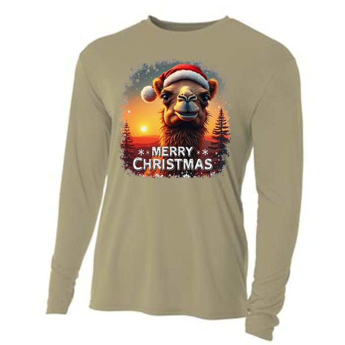 Merry Christmas Camel Ride Lovers Desert Camel Head Cooling Performance Long Sleeve Crew