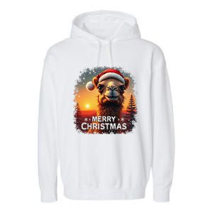 Merry Christmas Camel Ride Lovers Desert Camel Head Garment-Dyed Fleece Hoodie