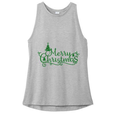 Merry Christmas Cute Gift Ladies PosiCharge Tri-Blend Wicking Tank